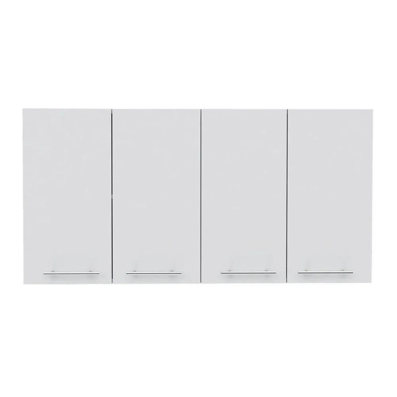 Wall Cabinet Four Doors, With Two Internal Shelves And Internal Plate And Glass Organizer - White by HouseOfZazla