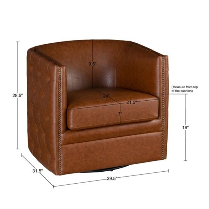 Swivel Chair With Tufted Barrel Design And Nailhead Accents by HouseOfZazla