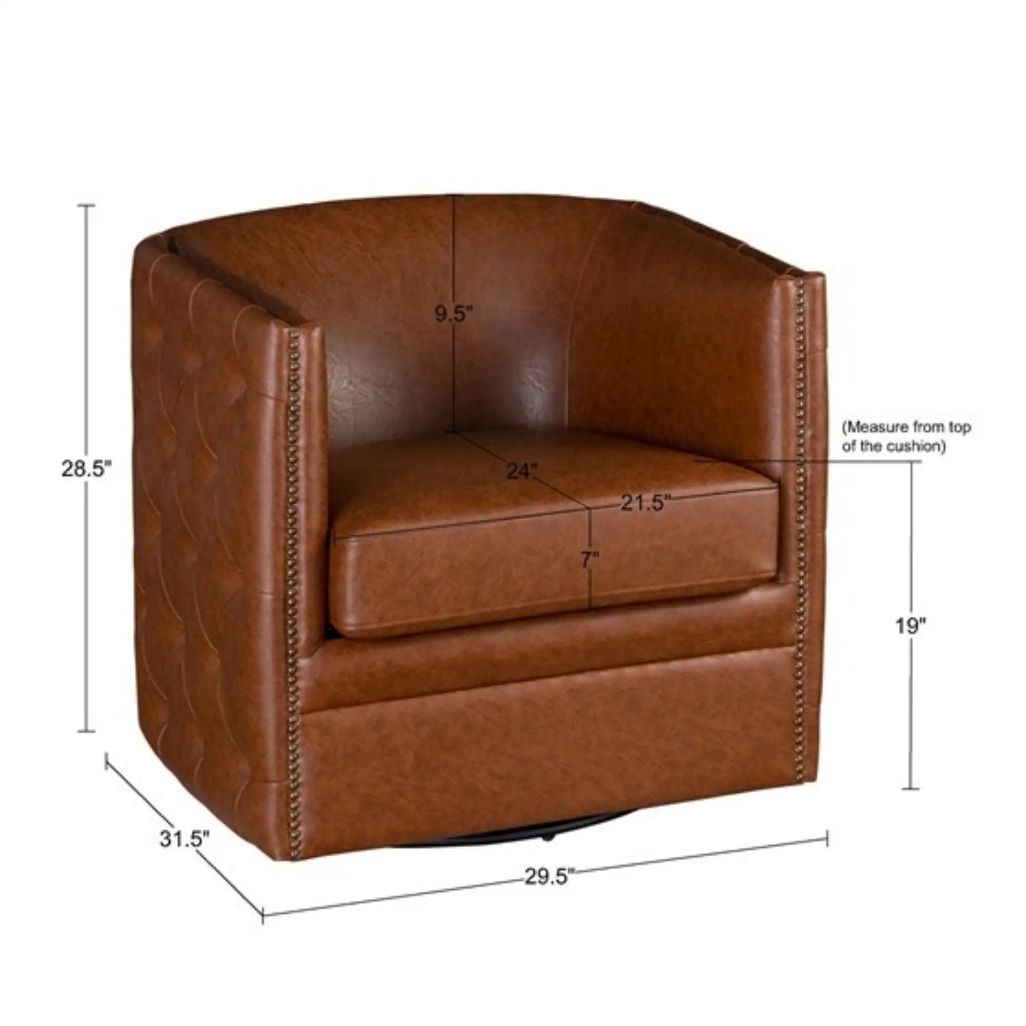 Swivel Chair With Tufted Barrel Design And Nailhead Accents by Unique Piece Furniture