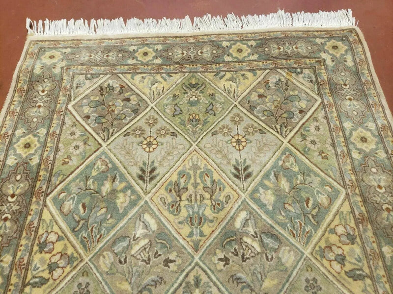 2' 7" X 9' Vintage Handmade India Floral Oriental Wool Runner Rug Hand Knotted by Jewel Rugs
