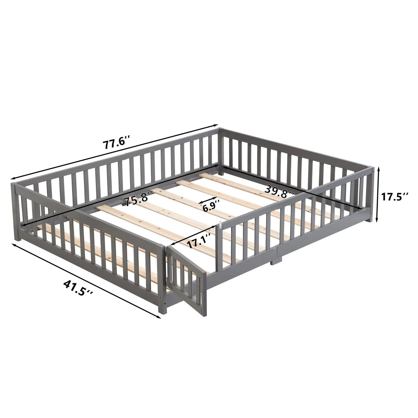 Solid Floor Bed With Door And Fence For Children by HouseOfZazla