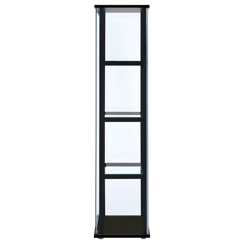 Cyclamen 4-shelf Clear Glass Curio Display Cabinet Black by Unique Piece Furniture