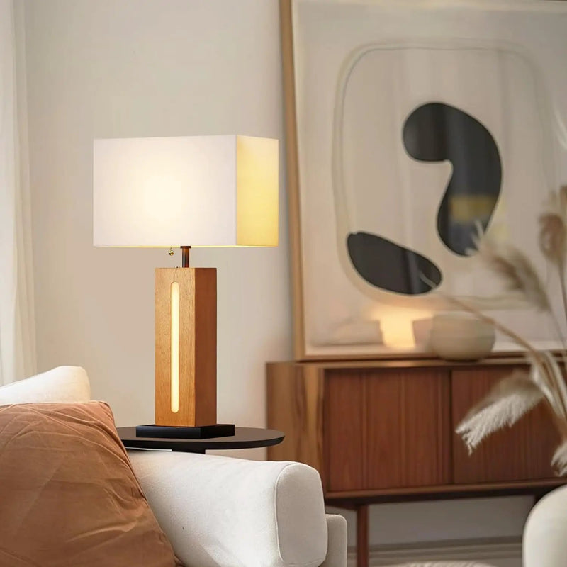 Table Lamps Set of 2, Modern Dimmable Bedside Lamps with Linen Shades by HouseOfZazla