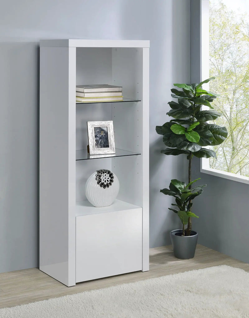 Jude 3-shelf Engineered Wood Media Tower High Gloss White by Unique Piece Furniture