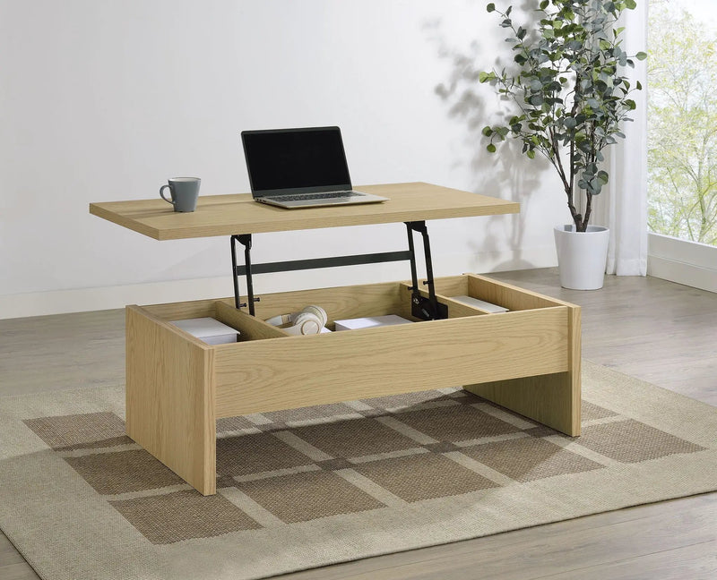 Canoga Engineered Wood Lift Top Coffee Table Light Oak by Unique Piece Furniture