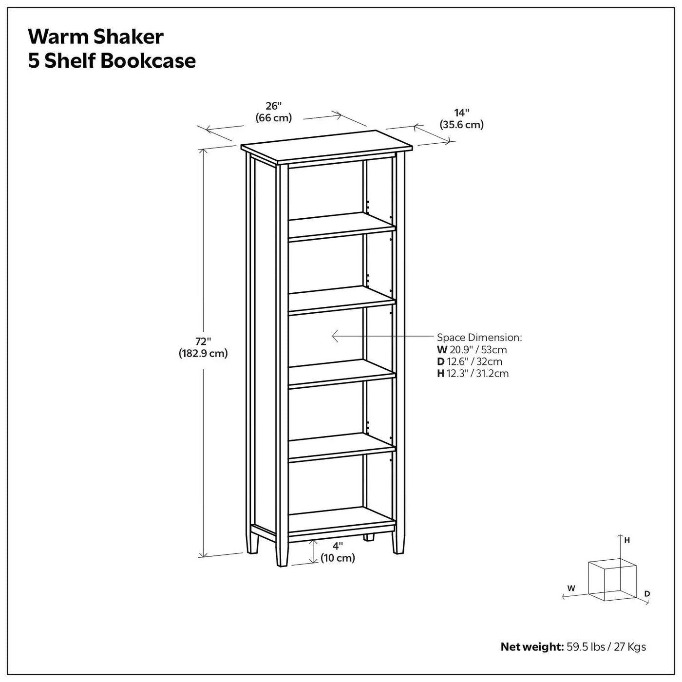Warm Shaker - 5 Shelf Bookcase by HouseOfZazla