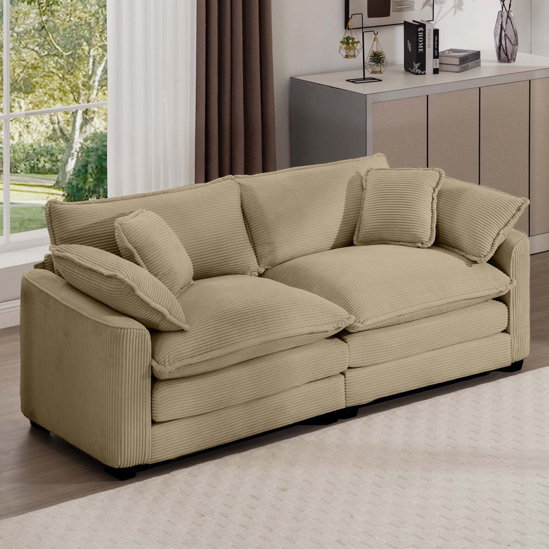 Modern 2 Seater With 4 Pillows, Upholstered Deep Seating Loveseat by Unique Piece Furniture