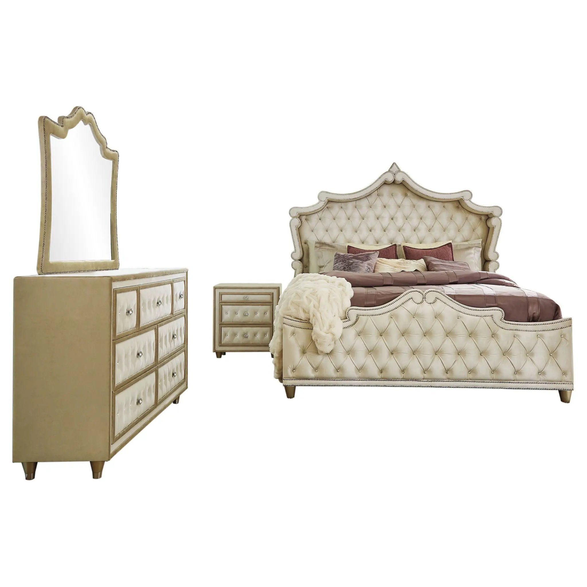 Antonella 4-piece Queen Bedroom Set Ivory by Unique Piece Furniture