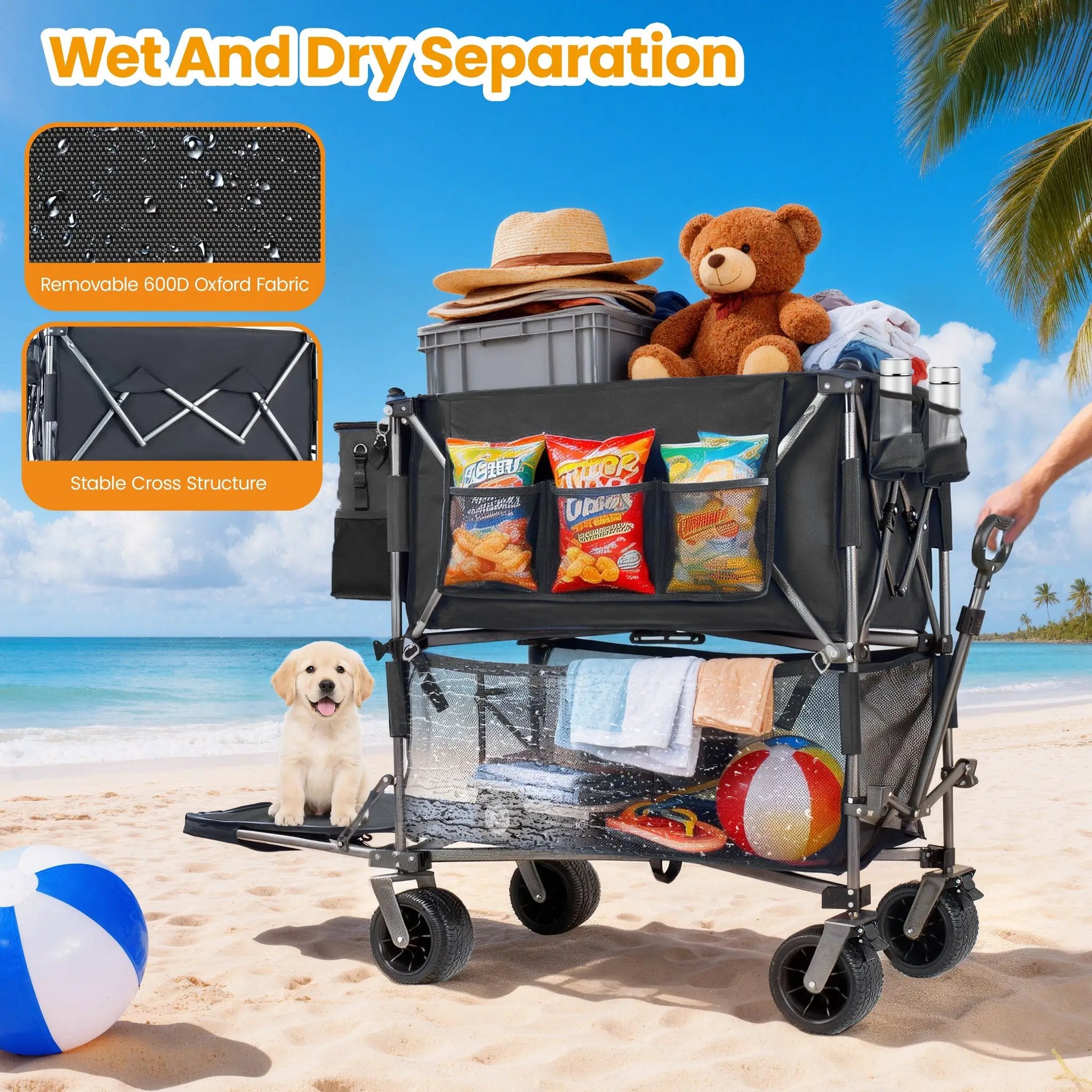55" Heavy Duty Double-Layer Wagon with Brakes by HouseOfZazla