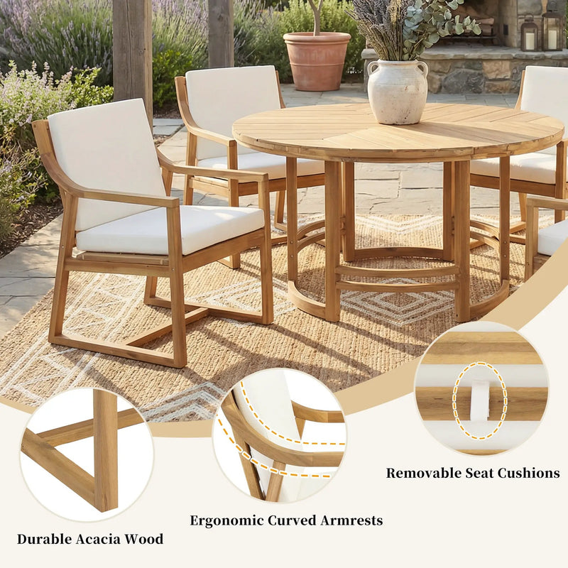 Outdoor Dining Set 5-Piece Patio Table And Chairs Set with Umbrella Hole by HouseOfZazla