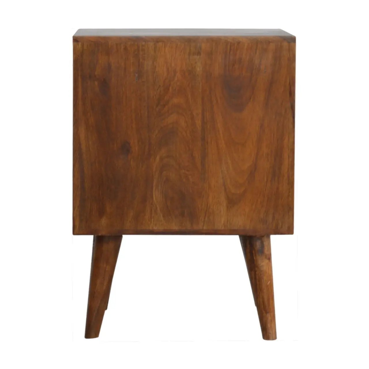 Cube Carved Bedside Table Nightstand - Chestnut by HouseOfZazla