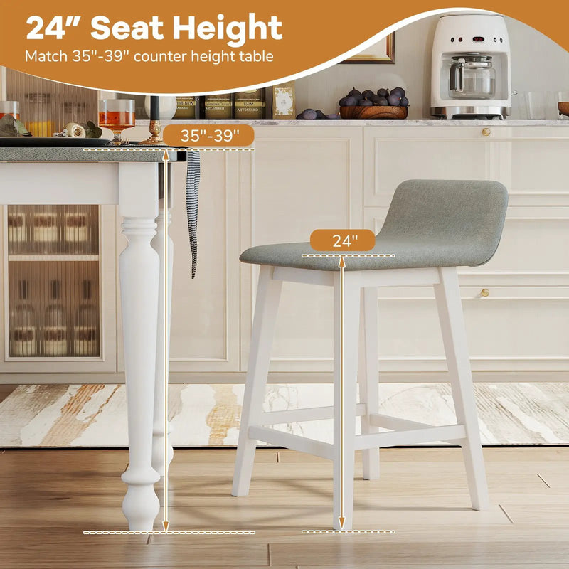 24 Inch Counter Height Bar Stools Set of 2 with Low Back by DirectDeals