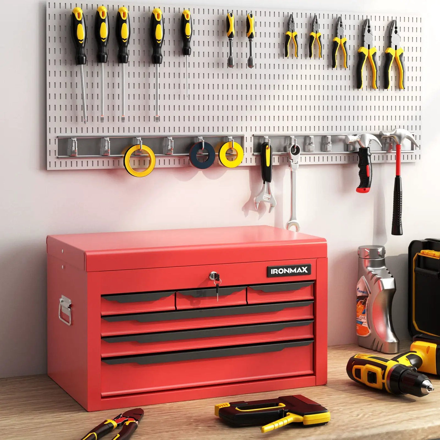 24 Inch Tool Chest Case with 6 Drawers and Top Storage for Garage Repair Shop & Warehouse by DirectDeals