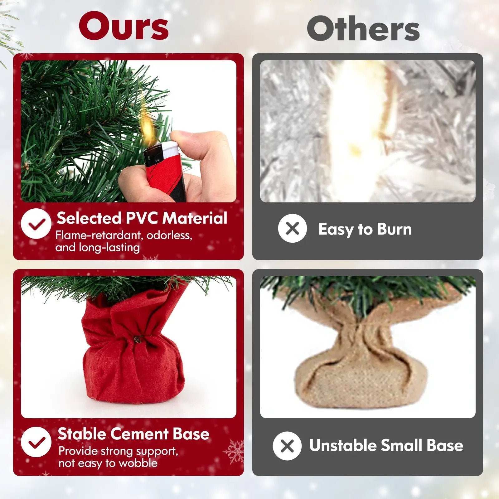 24 Inch Mini Pre-Lit Christmas Tree Small Tabletop Fir Xmas Tree by DirectDeals