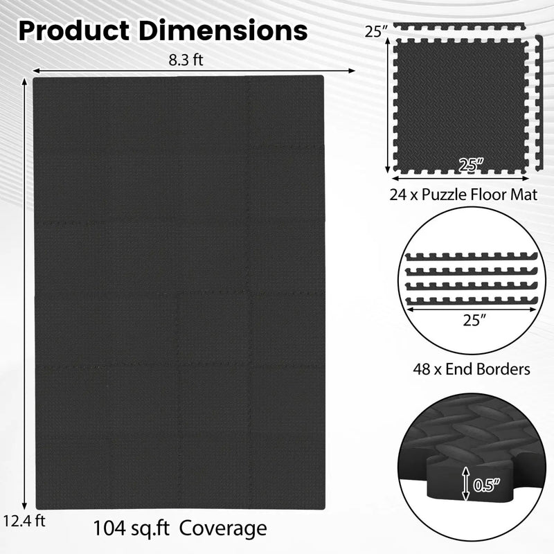 24Tiles 1/2" Puzzle Exercise Floor Mats by DirectDeals