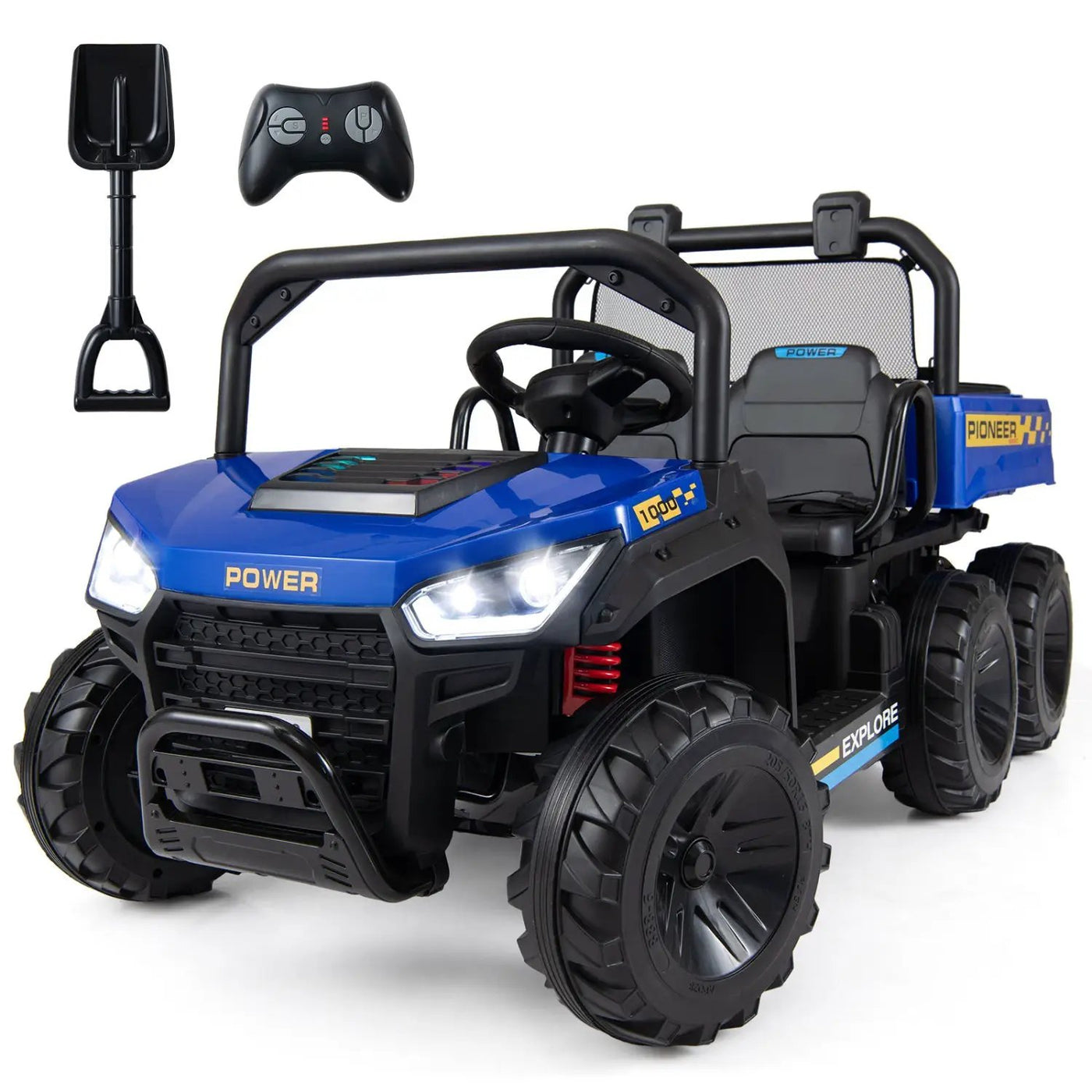 24V 2-Seater Kids Ride on Dump Truck 4WD with Electric Dump Bed and Lights by DirectDeals