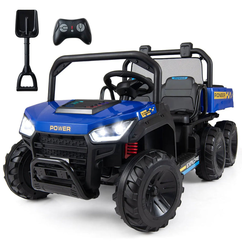 24V 2-Seater Kids Ride on Dump Truck 4WD with Electric Dump Bed and Lights by DirectDeals