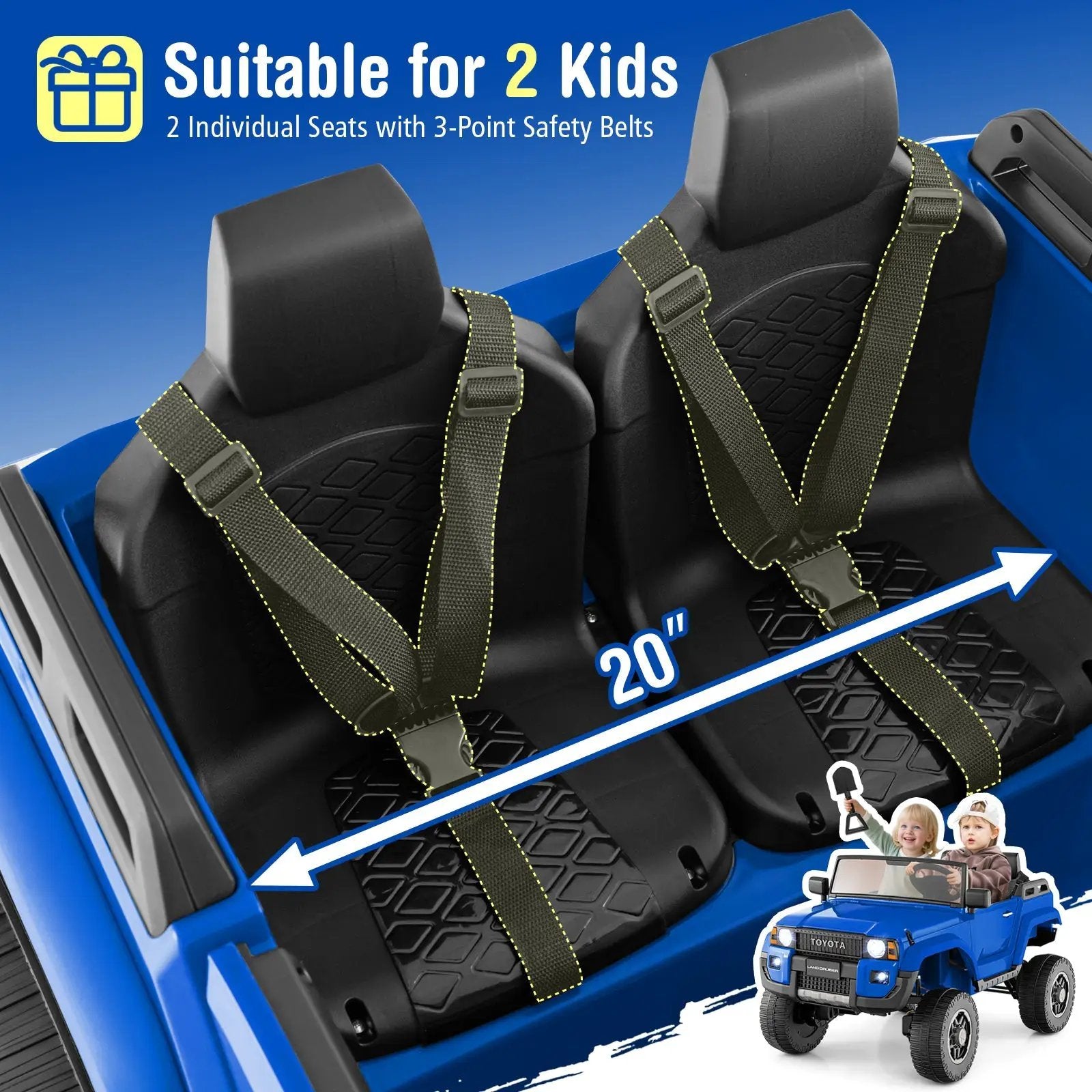 24V 2 Seater Ride on Car 4WD/2WD Switchable for Kids with Remote for Ages 3+ by DirectDeals