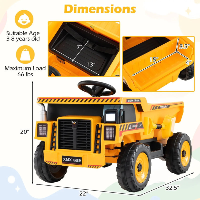 24V Electric Dump Truck Ride-On Toy with Remote Control by DirectDeals