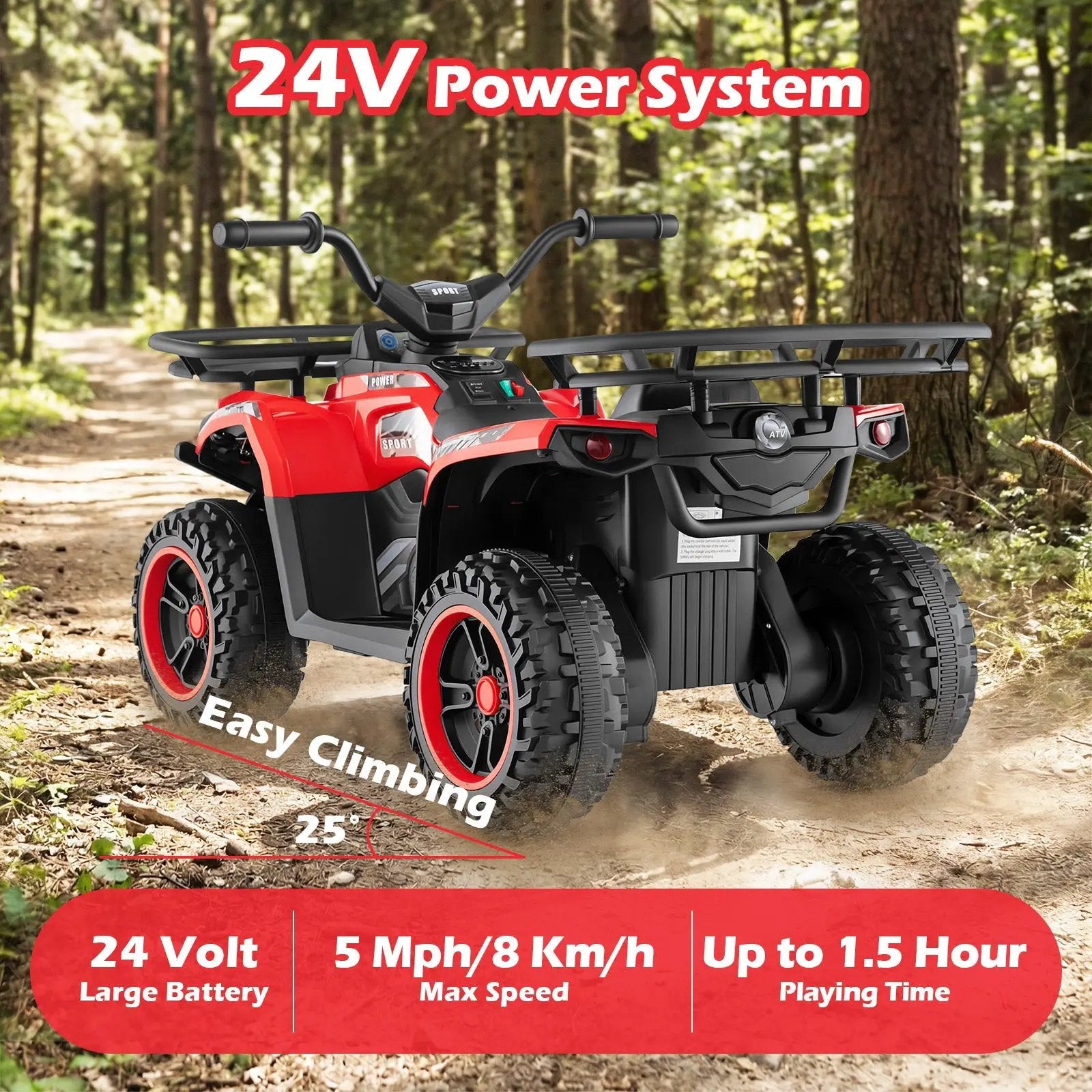 24V Electric Ride On Quad with LED Headlights by DirectDeals