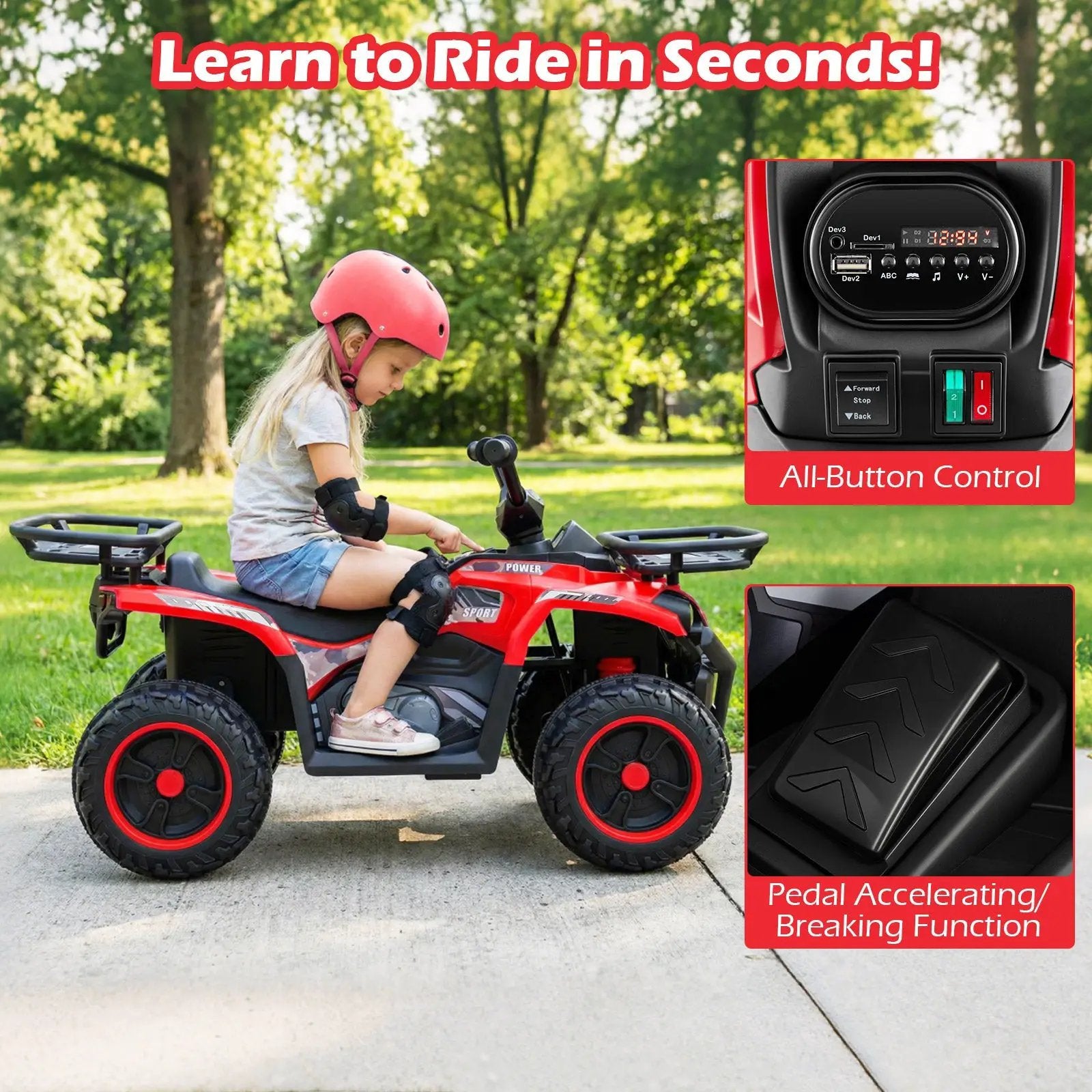 24V Electric Ride On Quad with LED Headlights by DirectDeals