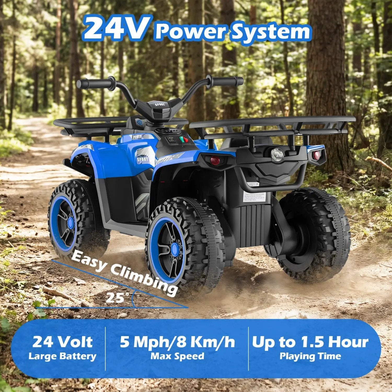 24V Electric Ride On Quad with LED Headlights by DirectDeals