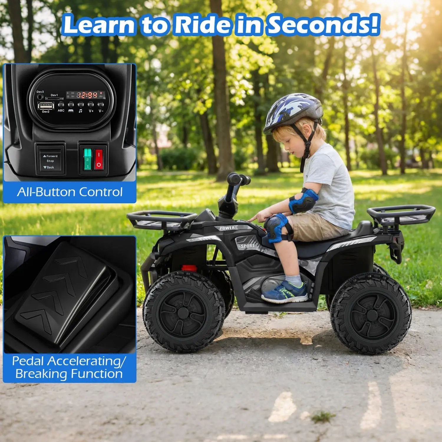 24V Electric Ride On Quad with LED Headlights by DirectDeals