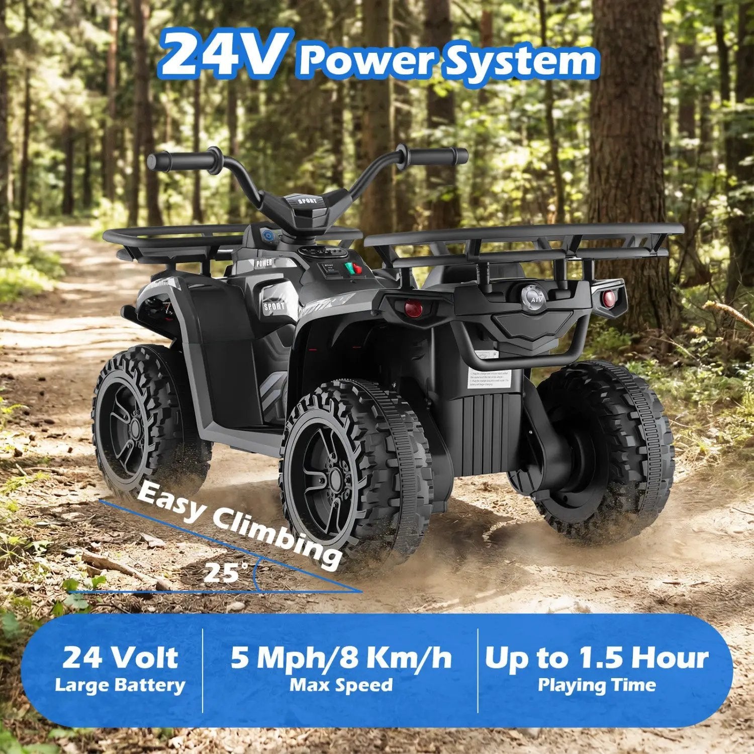 24V Electric Ride On Quad with LED Headlights by DirectDeals