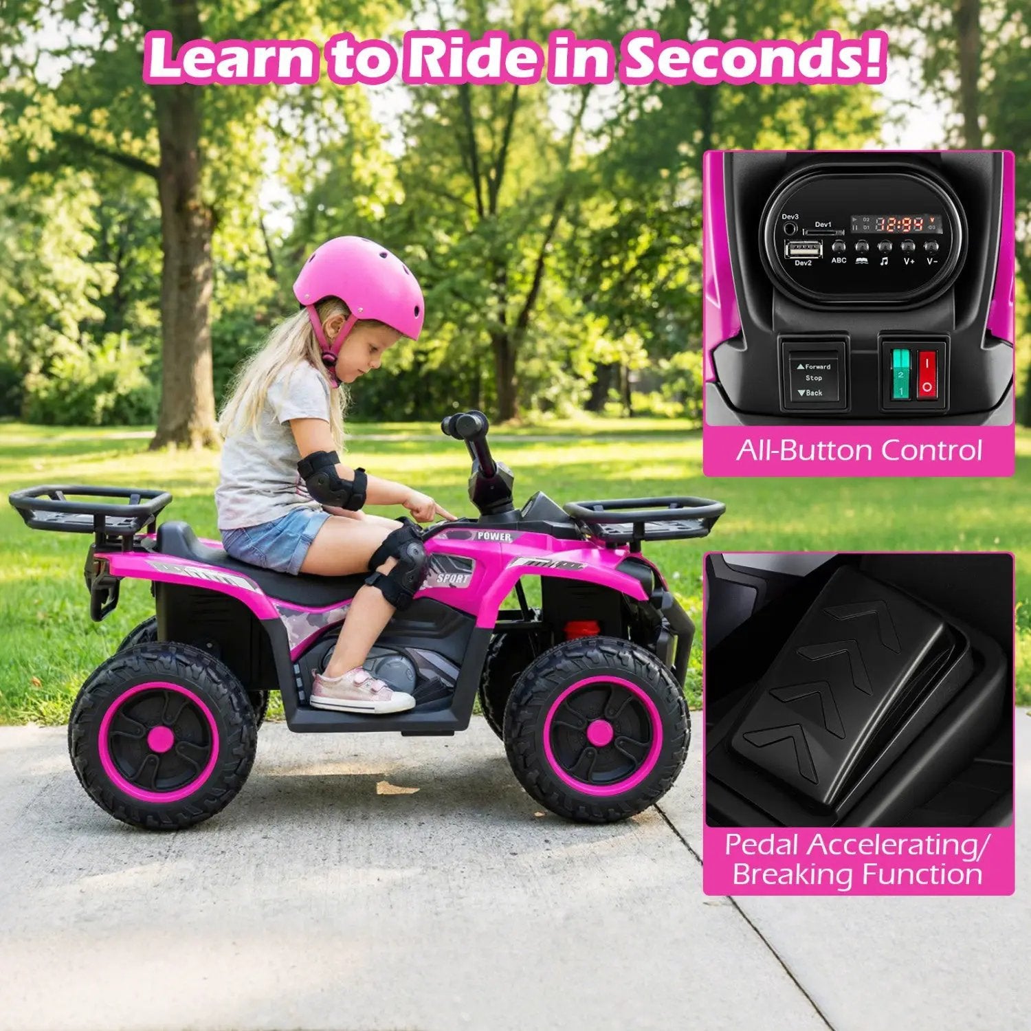 24V Electric Ride On Quad with LED Headlights by DirectDeals