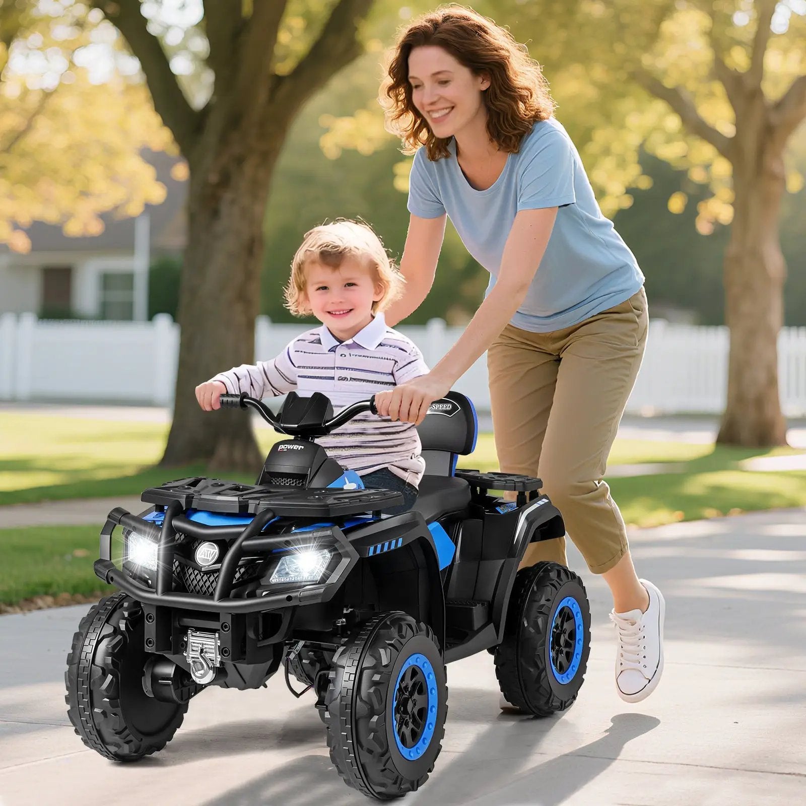 24V Kids ATV 2-Seater with 4 Motors with LED Lights and Music by DirectDeals