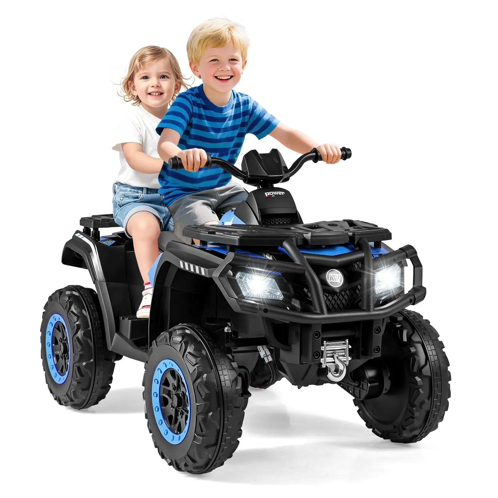 24V Kids ATV 2-Seater with 4 Motors with LED Lights and Music by DirectDeals