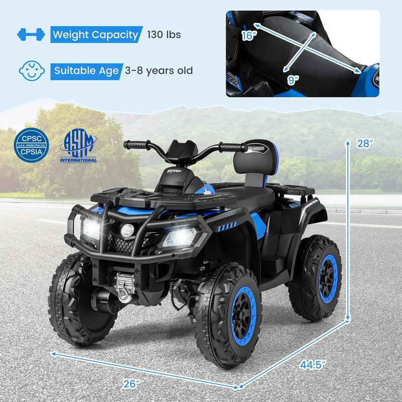 24V Kids ATV 2-Seater with 4 Motors with LED Lights and Music by DirectDeals