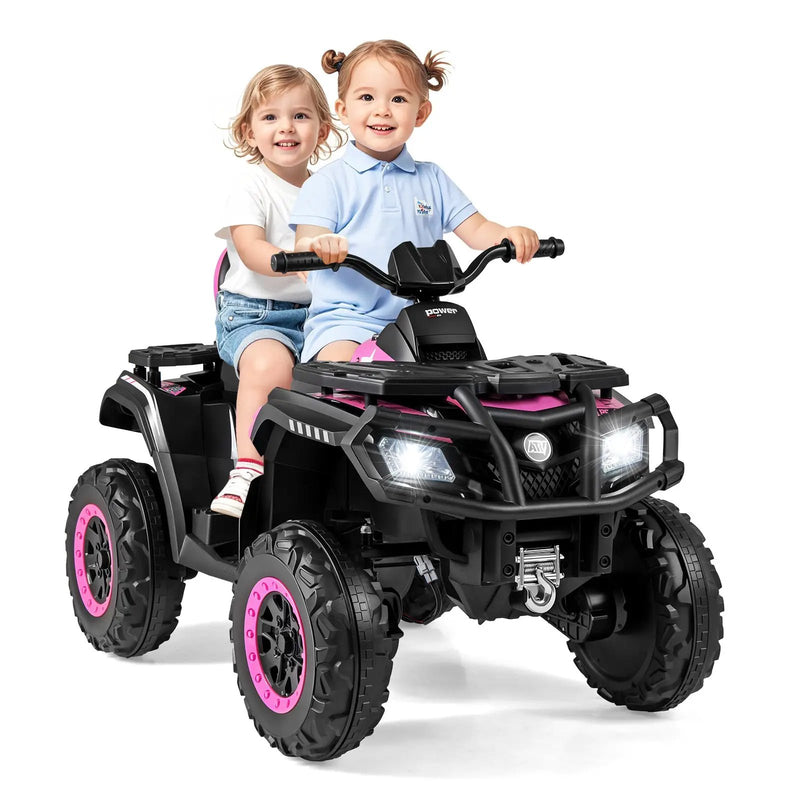 24V Kids ATV 2-Seater with 4 Motors with LED Lights and Music by DirectDeals
