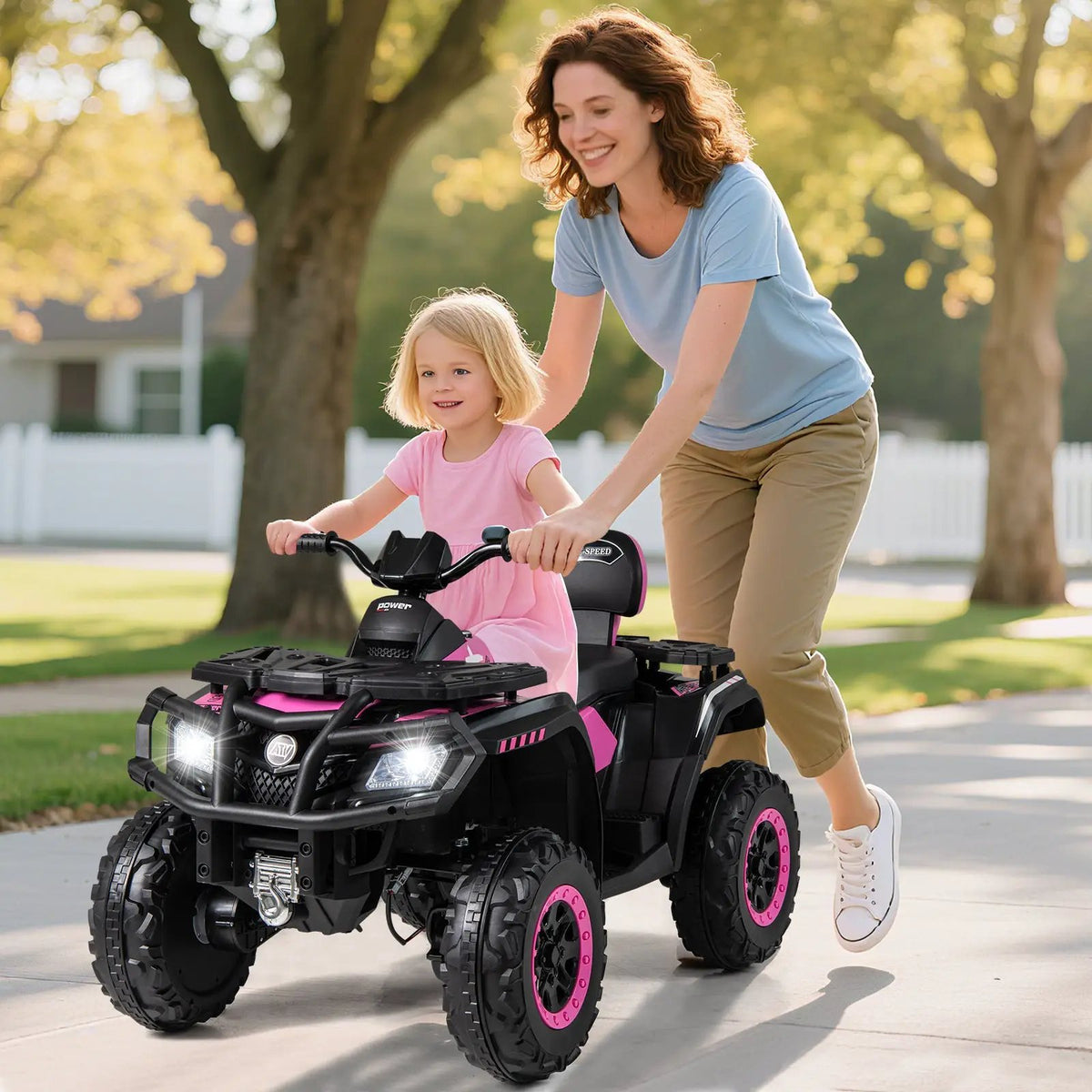 24V Kids ATV 2-Seater with 4 Motors with LED Lights and Music by DirectDeals