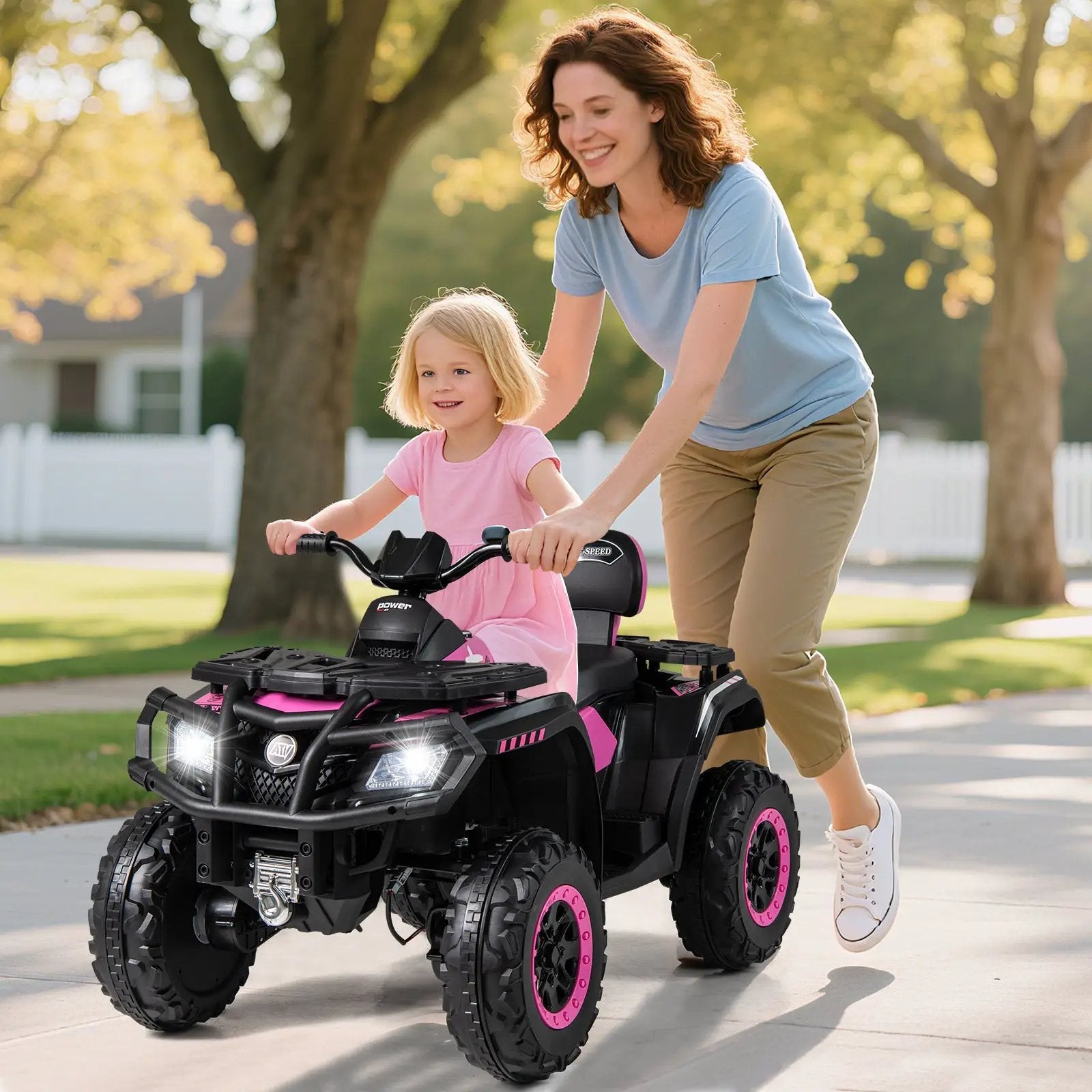 24V Kids ATV 2-Seater with 4 Motors with LED Lights and Music by DirectDeals