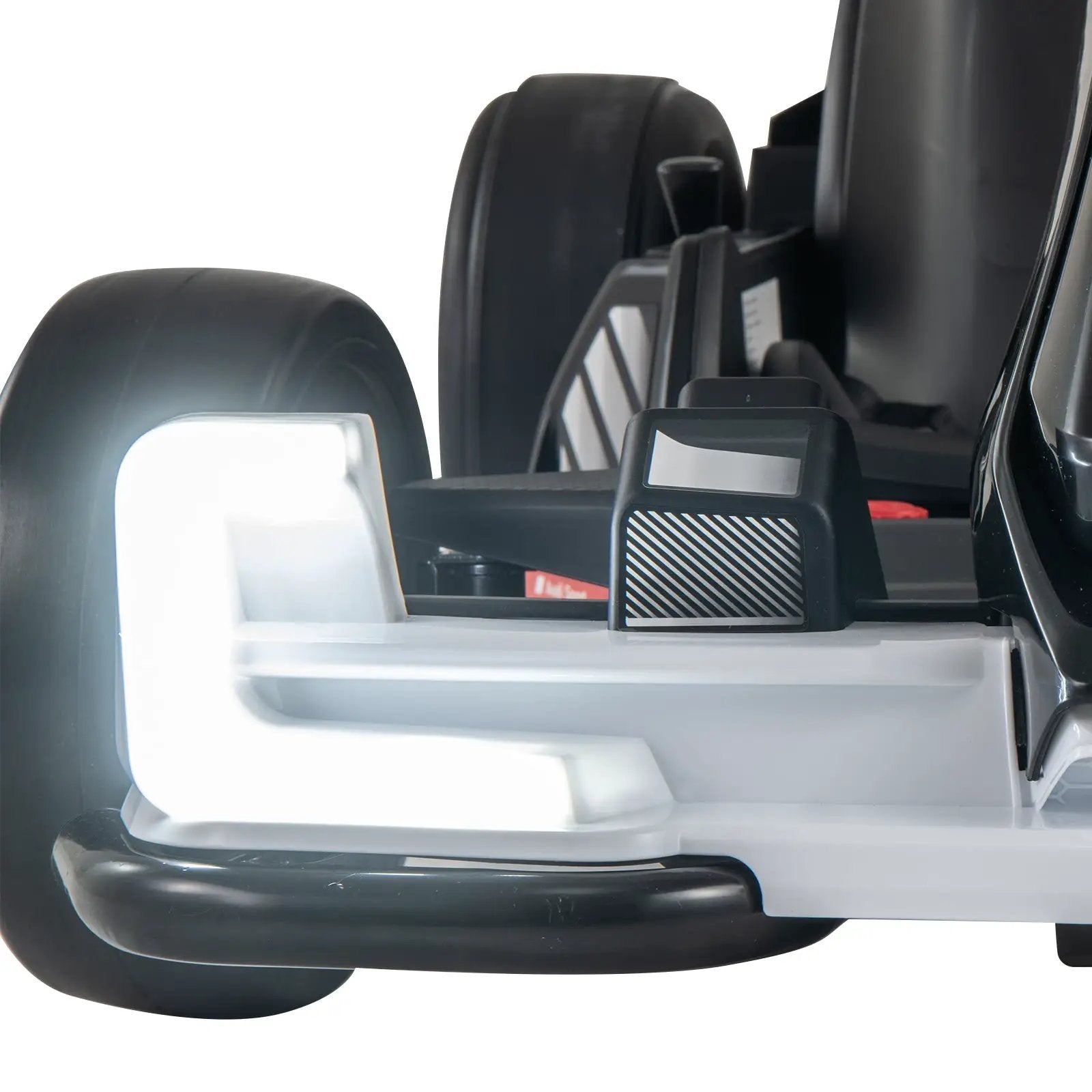 24V Kids Go Kart Licensed Audi Adjustable Ride on Racing Toy with Horn-Black & White by DirectDeals