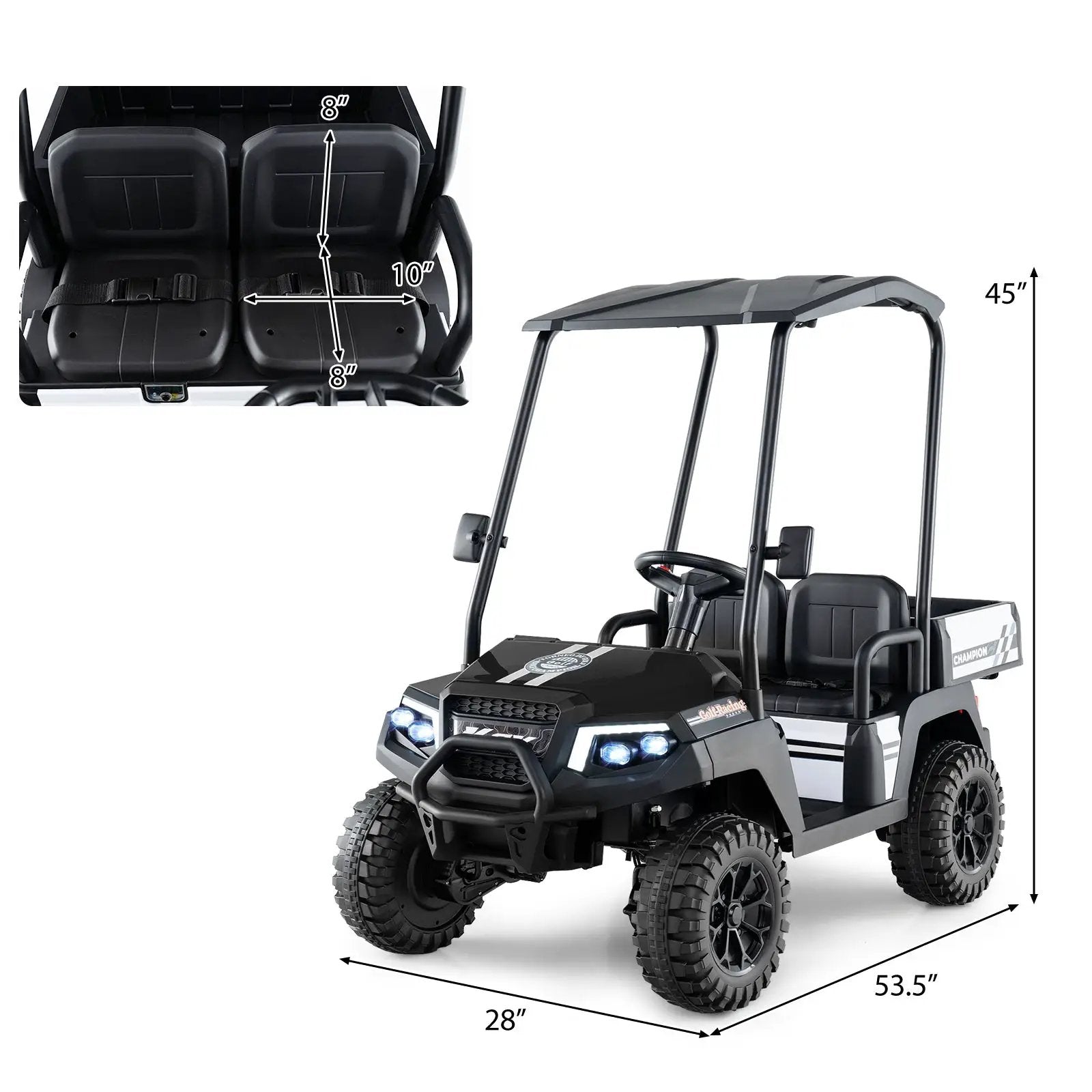 24V Kids Golf Cart 4WD 2-Seater Ride on Car with Storage Trunk and Horn by DirectDeals