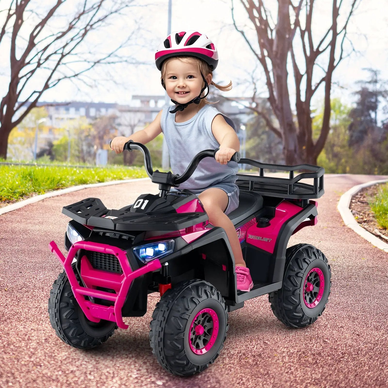 24V Kids Ride on Electric ATV Quad Car with Realistic Sounds and LED Lights by DirectDeals