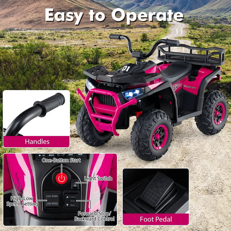 24V Kids Ride on Electric ATV Quad Car with Realistic Sounds and LED Lights by DirectDeals