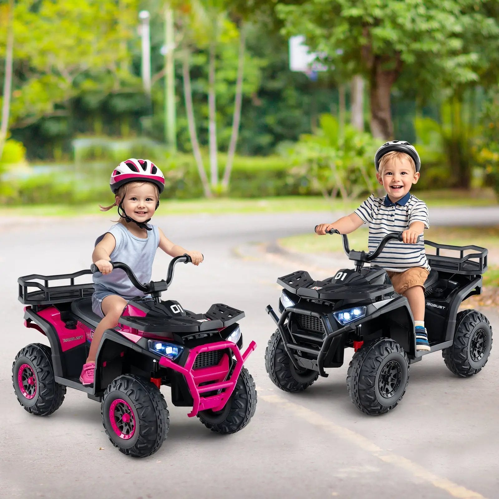 24V Kids Ride on Electric ATV Quad Car with Realistic Sounds and LED Lights by DirectDeals