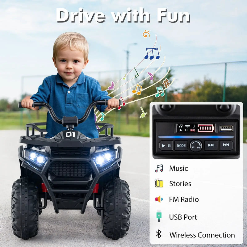 24V Kids Ride on Electric ATV Quad Car with Realistic Sounds and LED Lights by DirectDeals