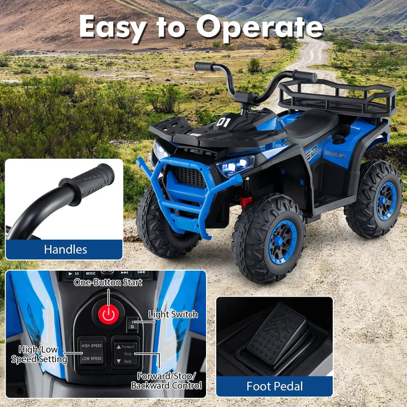 24V Kids Ride on Electric ATV Quad Car with Realistic Sounds and LED Lights by DirectDeals