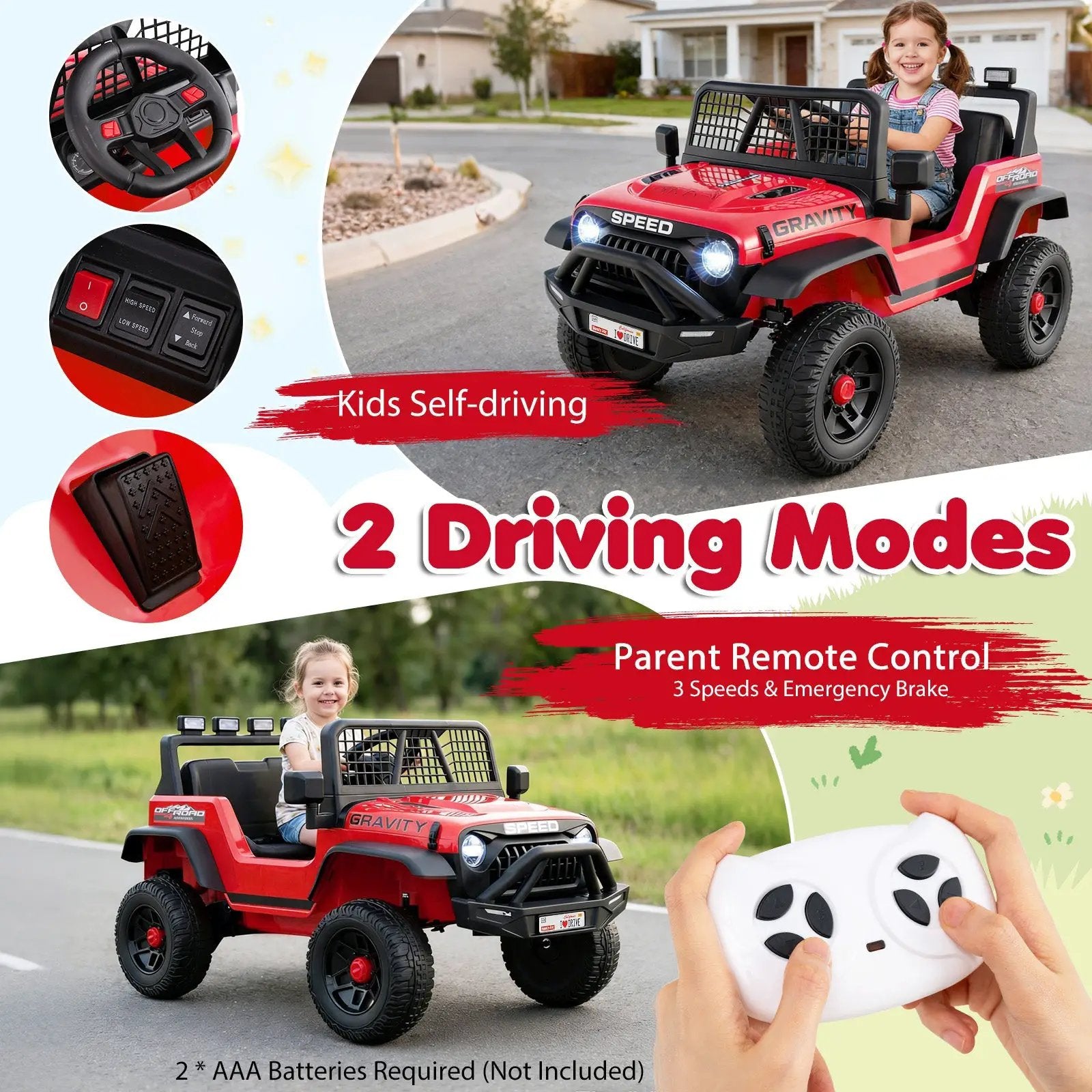 24V Ride On Car for Kids with Parent Remote Control and Music by DirectDeals