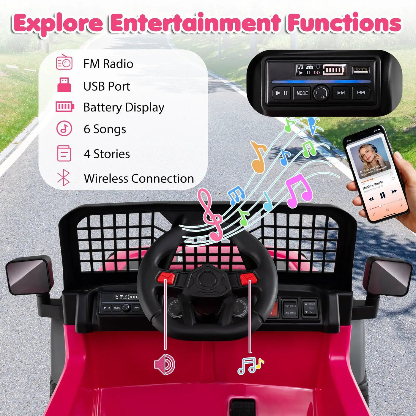 24V Ride On Car for Kids with Parent Remote Control and Music by DirectDeals