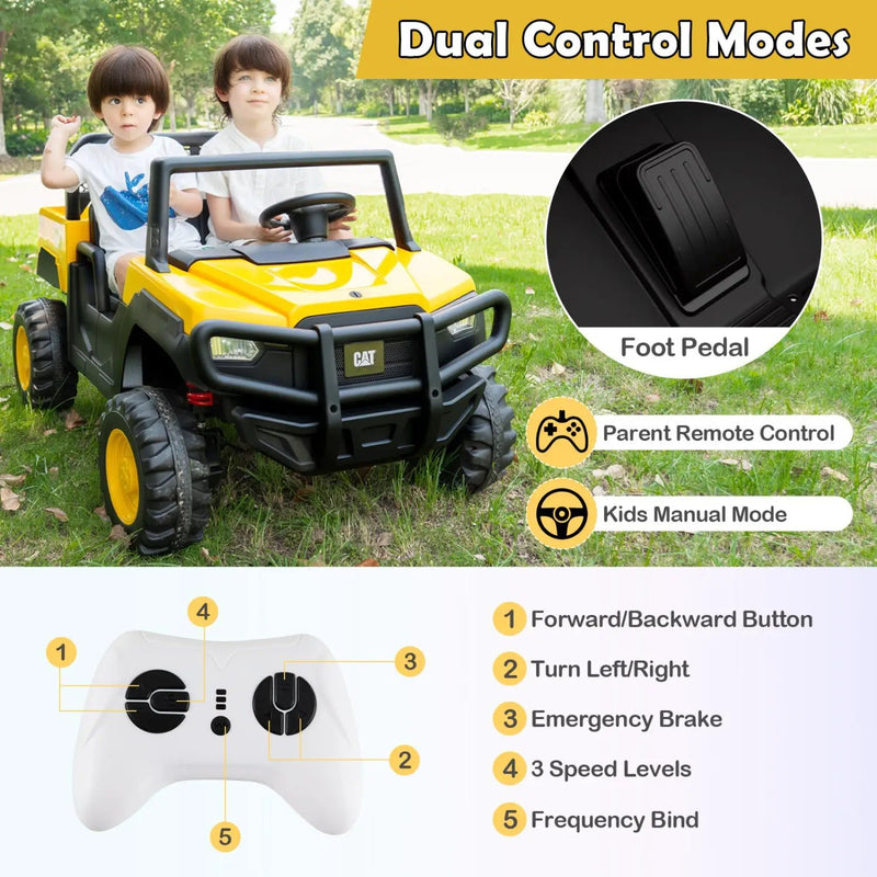 24V Ride-On Dump Truck 2-Seater with Remote Control - Yellow by DirectDeals