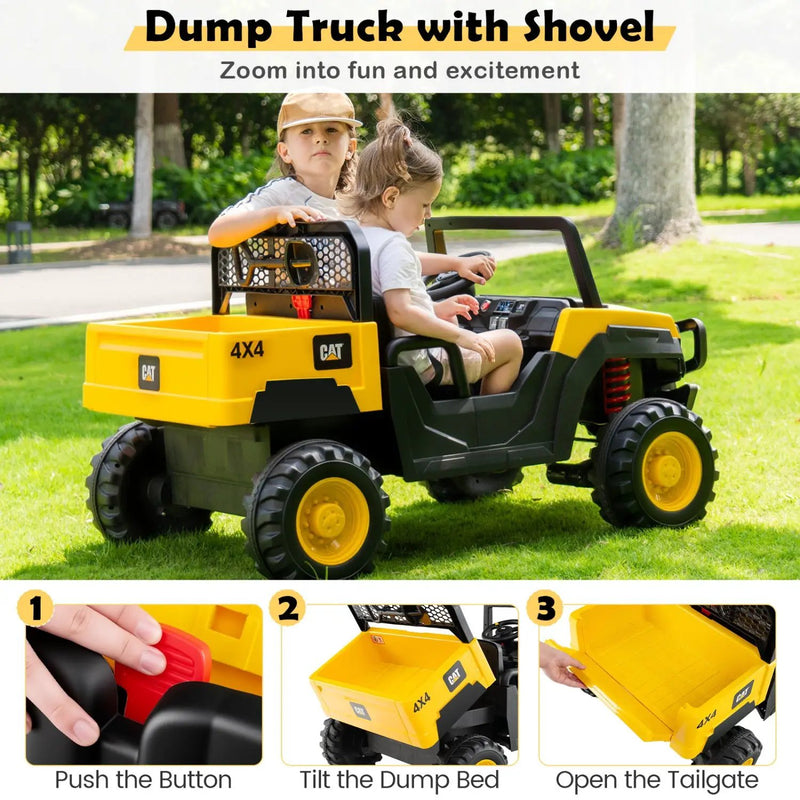 24V Ride-On Dump Truck 2-Seater with Remote Control - Yellow by DirectDeals