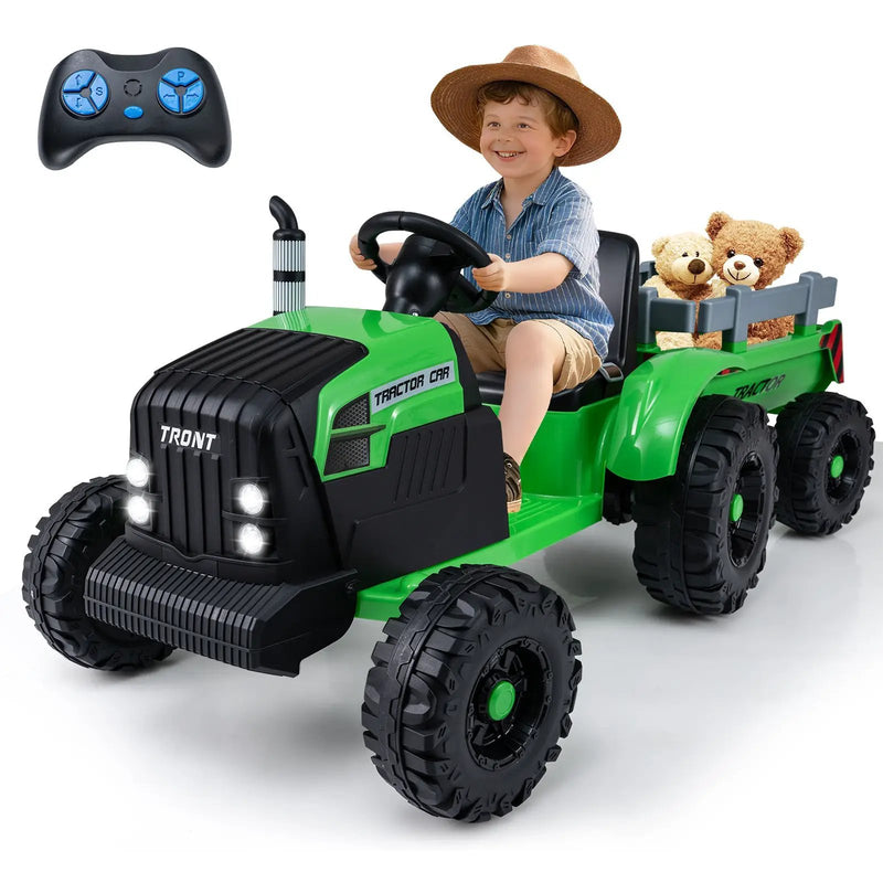 24V Ride On Tractor for Kids Electric Vehicle with Detachable Trailer and Remote Control by DirectDeals