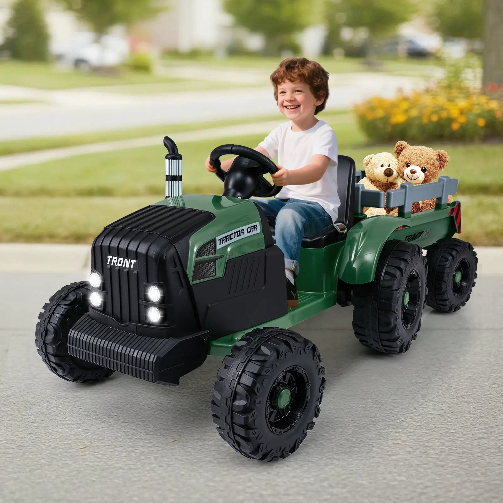 24V Ride On Tractor for Kids Electric Vehicle with Detachable Trailer and Remote Control by DirectDeals