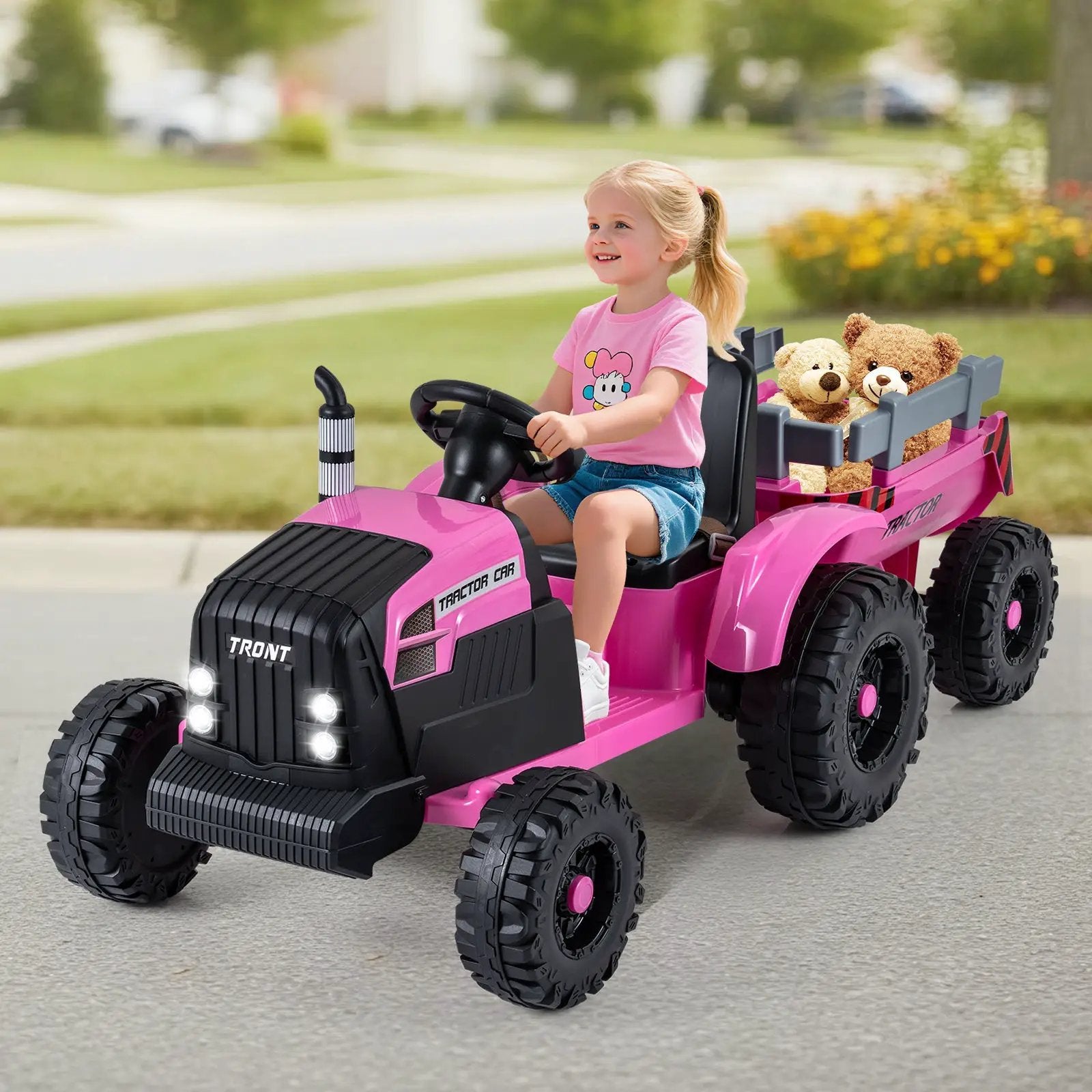 24V Ride On Tractor for Kids Electric Vehicle with Detachable Trailer and Remote Control by DirectDeals