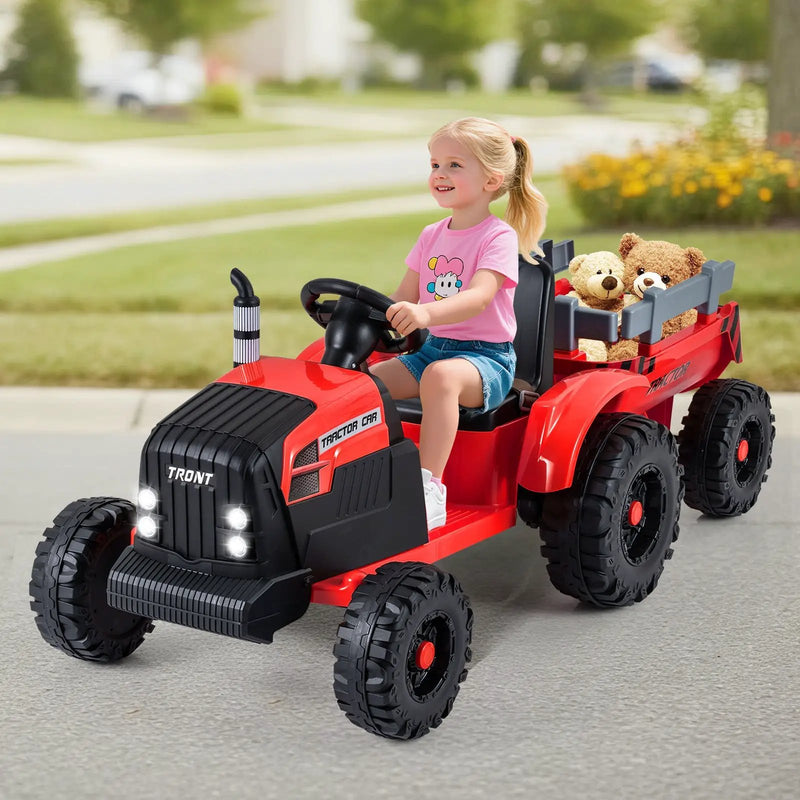 24V Ride On Tractor for Kids Electric Vehicle with Detachable Trailer and Remote Control by DirectDeals